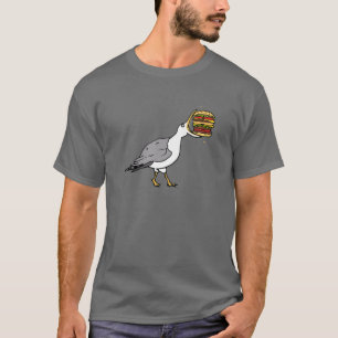 Camiseta Engraçada Gaivota Animal com Comida com fome de h