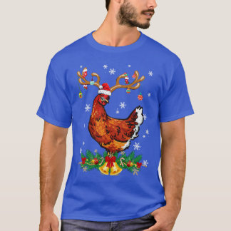 Camiseta Engraçada Galinha Reindeer Luzes Papais noeis de O