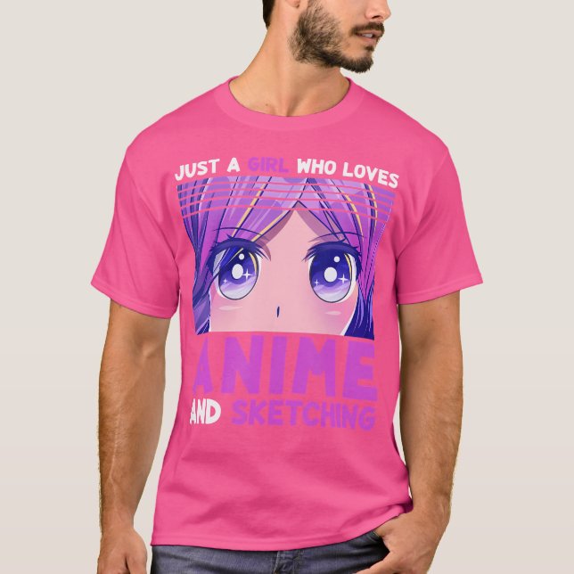 Camiseta Engraçada Garota De Anime Apenas Uma Menina Que Am (Frente)