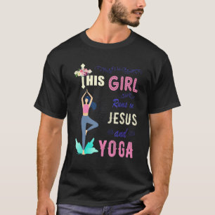 Camiseta Engraçada Garota De Aquarela Corre Jesus E Yoga