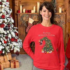 Camiseta Engraçada Gato na Árvore de Natal