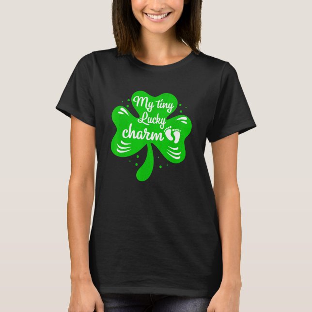 Camiseta Engraçada Gravidez Anúncio Shamrock St Patricks (Frente)