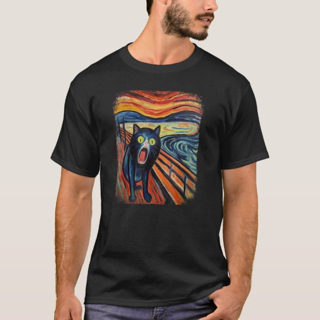 Camiseta engraçada Gritar CAT por Edvard Expressionism Munc (Frente)
