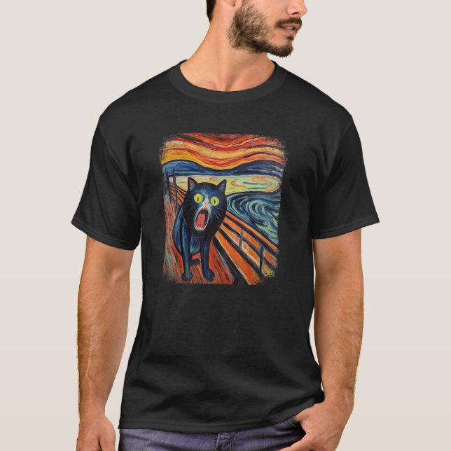Camiseta engraçada Gritar CAT por Edvard Expressionism Munc (Frente)