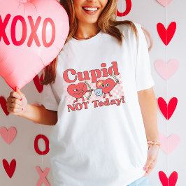 Camiseta Engraçada história do Dia Anti Valentim Cupido Não