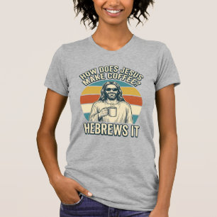 Camiseta Engraçada Jesus Café Desenho Vintage_