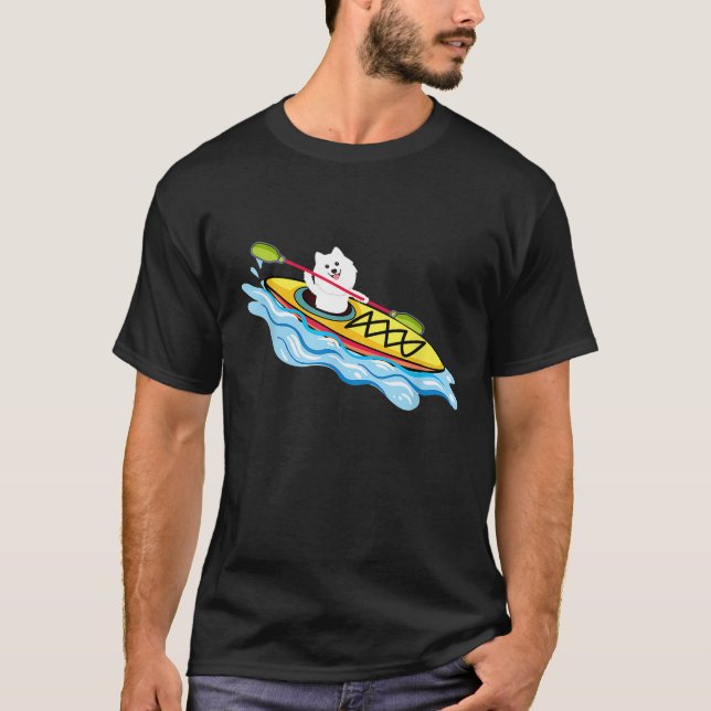 Camiseta engraçada Kayak Samoyed Kayak Dog Buddy (Frente)