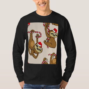 Camiseta Engraçada Lama Em Um Chapéu De Santas Em Um Lollip