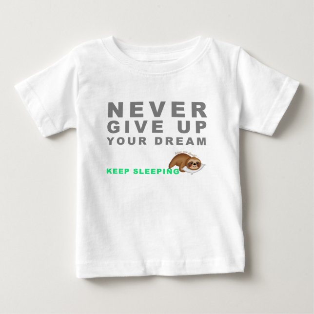 Camiseta Engraçada Lama Nunca Desiste Do Sonho. (Frente)