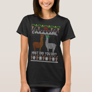 Camiseta engraçada lhama com chapéu, cara de Natal que fez