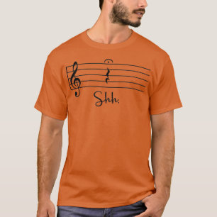 Camiseta Engraçada Música Nota Shh Quarter Fermata Professo
