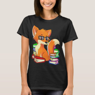 Camiseta Engraçada Nerdy Fox Animal Bookworm Leitura do Liv