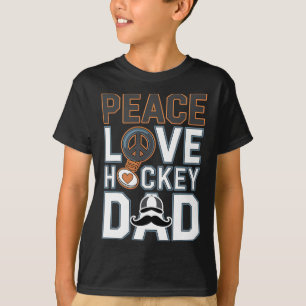 Camiseta engraçada Pai de hóquei no gelo Paz Amor