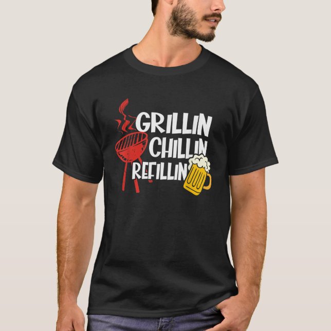 Camiseta Engraçada Pai Vintage Grill Griling Refillin (Frente)