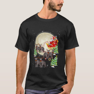 Camiseta Engraçada Papais noeis de Renas Azuis Russas, Feli