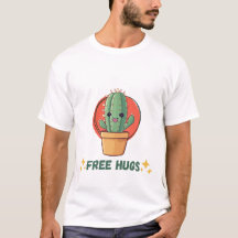 Camiseta engraçada para homens Cactus Abraços Grát