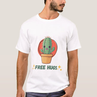 Camiseta engraçada para homens Cactus Abraços Grát