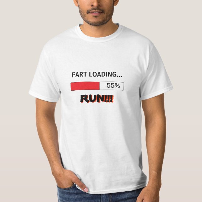 Camiseta engraçada para homens FART LOADING RUN (Frente)