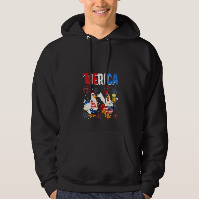 Camiseta engraçada para mulheres, frango, 4 de jul (Frente)