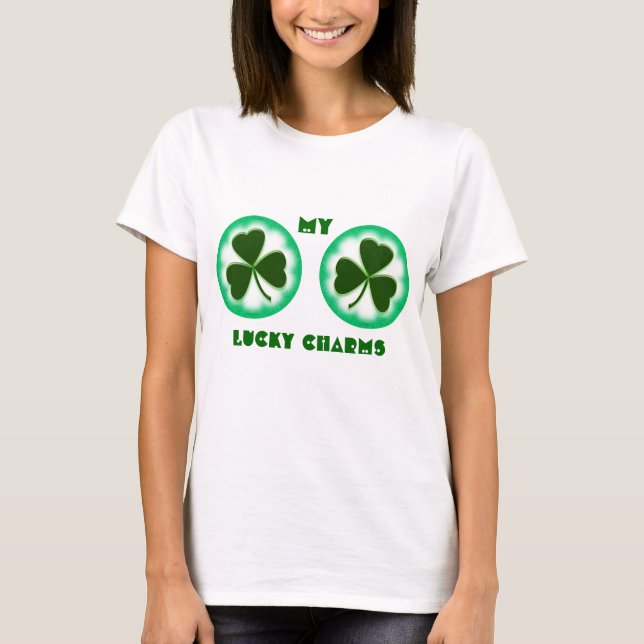 Camiseta engraçada para mulheres LUCKY CHARMS (Frente)