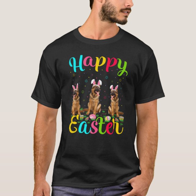 Camiseta Engraçada Páscoa Coelhinha German shepherd Coelhin (Frente)