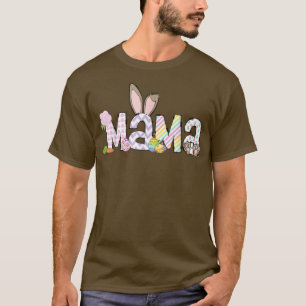 Camiseta Engraçada Páscoa Coelhinha Mamãe Bonita Ovos de Pá
