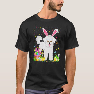 Camiseta Engraçada Páscoa De Ovos Caçando Bichon Frise Pásc