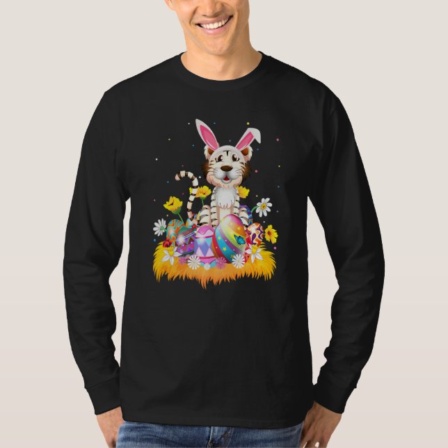 Camiseta Engraçada Páscoa de Tigre Branco da Páscoa de Ovos (Frente)