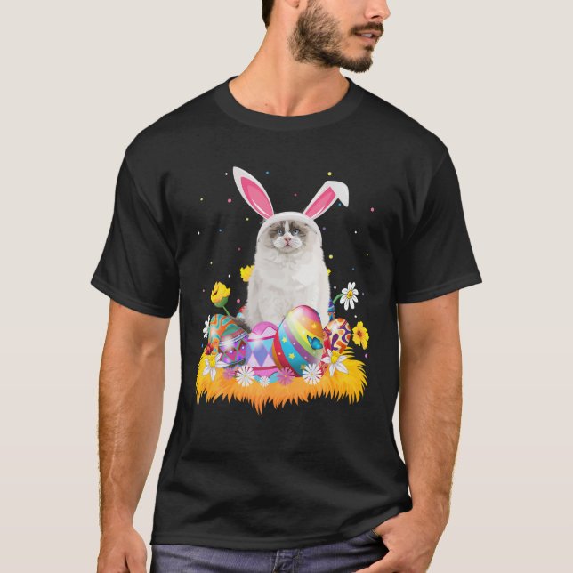 Camiseta Engraçada Páscoa Ovina Fofo Ragdola Páscoa Sol (Frente)