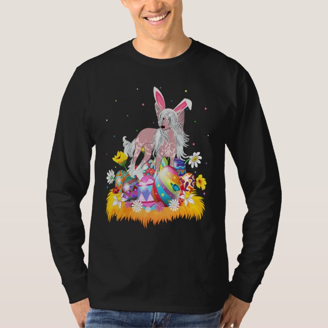 Camiseta Engraçada Páscoa Ovina Páscoa de Cães Deitada Chin (Frente)