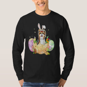 Camiseta Engraçada Páscoa Ovos Yorkie Coelhinhos Cristãos d