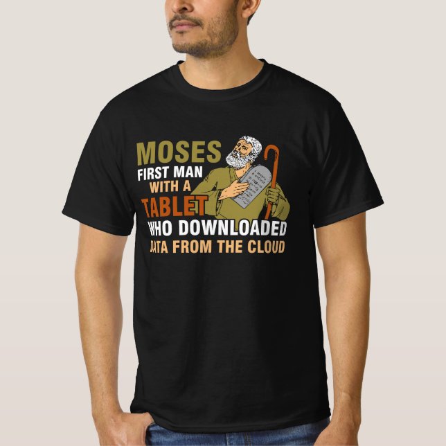 Camiseta Engraçada Passover Moisés Tablet Data Cloud Comp (Frente)