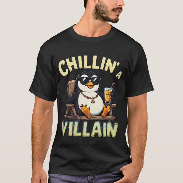 Camiseta Engraçada Penguin - Chillin Como uma Vill (Frente)