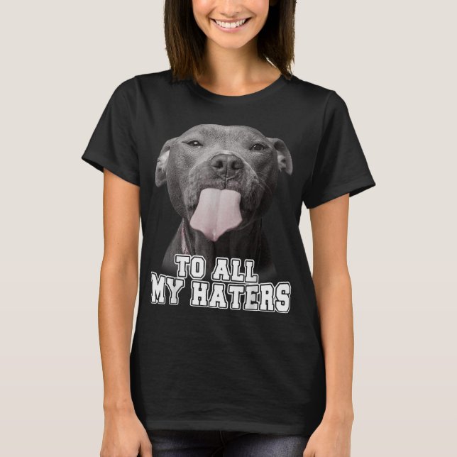 Camiseta Engraçada Pitbull Para Todos Os Meus Odiadores Cac (Frente)