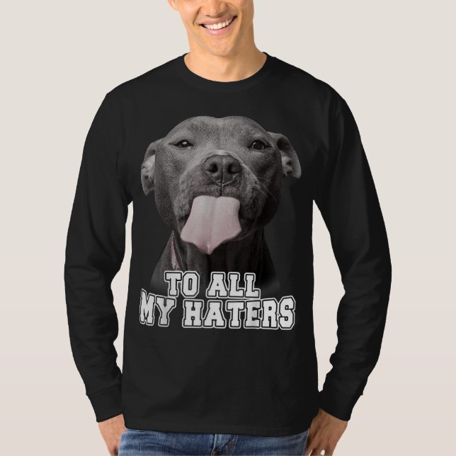 Camiseta Engraçada Pitbull Para Todos Os Meus Odiadores Cac (Frente)
