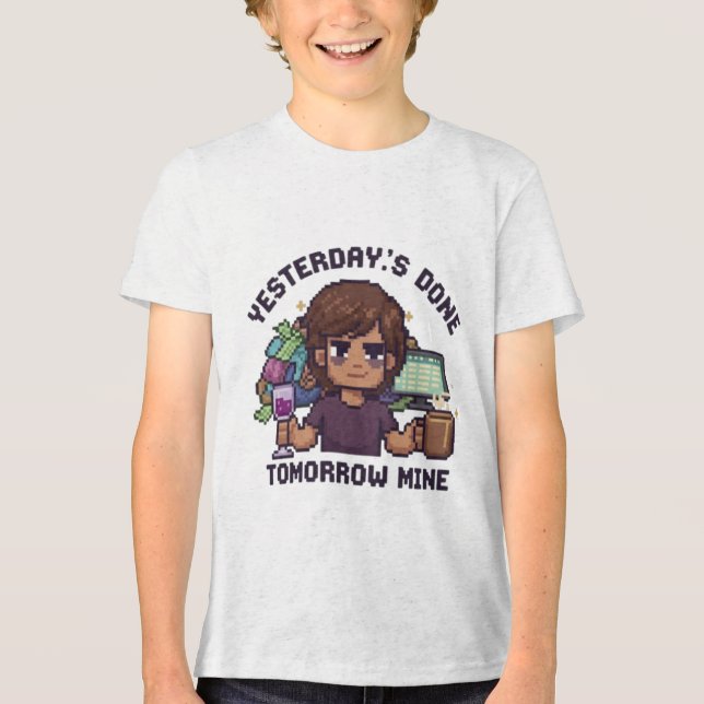 Camiseta engraçada Pixel Art de 'Ontem Acabou, Ama (Frente)