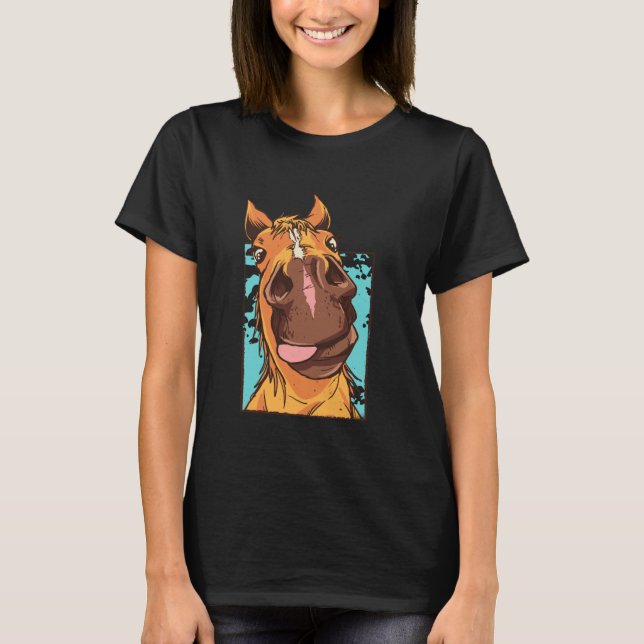 Camiseta engraçada presente de carinha de cavalo p (Frente)