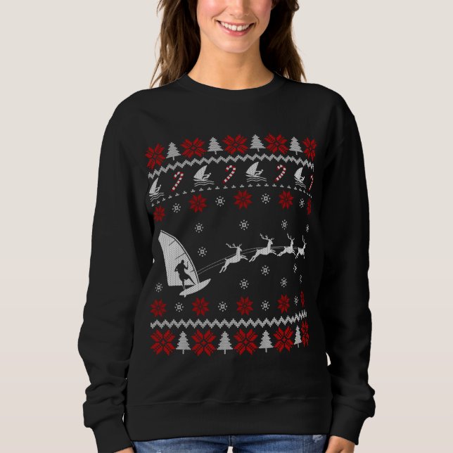 Camiseta Engraçada Reindeer de Windsurfing Feia (Frente)
