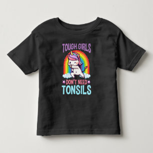 Camiseta Engraçada Remoção de Tonsil Unicórnio Criança