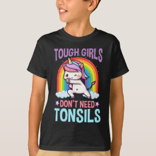 Camiseta Engraçada Remoção de Tonsil Unicórnio Criança