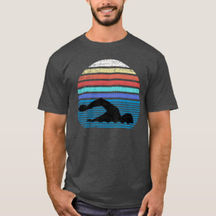 Camiseta engraçada retrô vintage natação nadador a