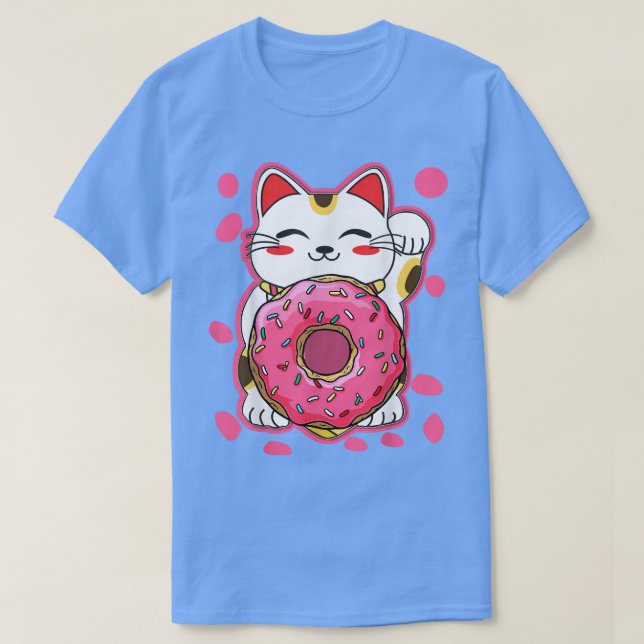 Camiseta Engraçada Rosquinha de Gato Kawaii Animas Japonesa (Frente do Design)