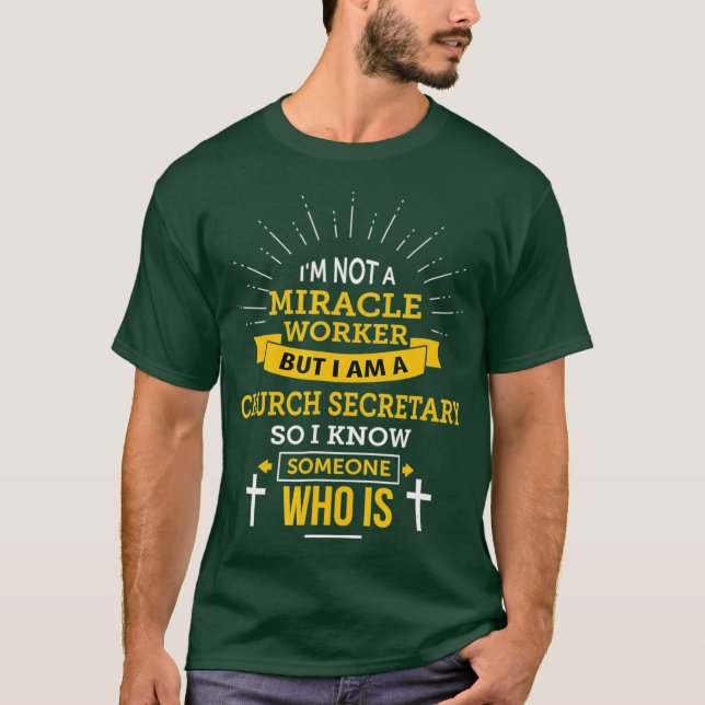 Camiseta Engraçada Secretária da Igreja (Frente)