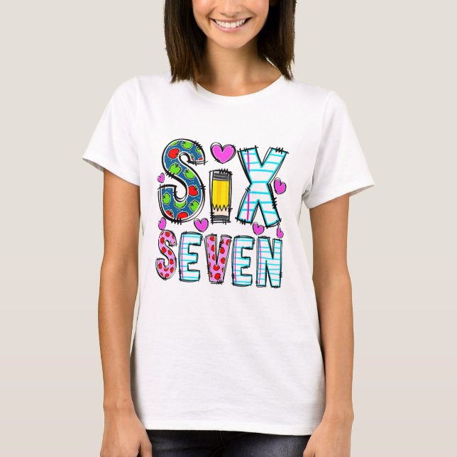 Camiseta engraçada seis sete 6 7 meme professor pa (Frente)