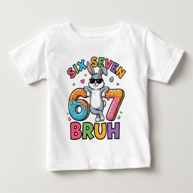 Camiseta engraçada Six Seven 67 Bruh Easter Bunny  (Frente)