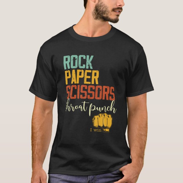 Camiseta Engraçada Tesoura De Papel De Pedra Derramada Eu G (Frente)