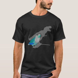 Camiseta Engraçada Turquesa Green Cheked Conure T-Rex Dino