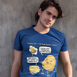 Camiseta Engraçada TV, Ganchos e Manteiga-me, Humor Potato