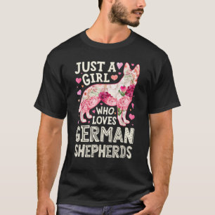Camiseta Engraçada Uma Garota Que Ama Cachorro Pastor Alemã
