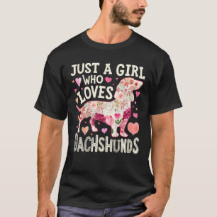 Camiseta Engraçada Uma Garota Que Ama Silhueta De Cachorro